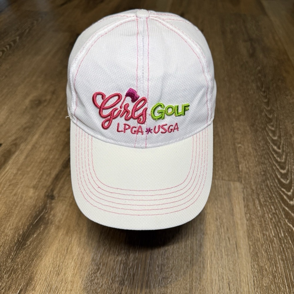 Girls Golf LPGA USGA Hat White Pink Preppy Tennis Athletic Baseball Cap Preppy
